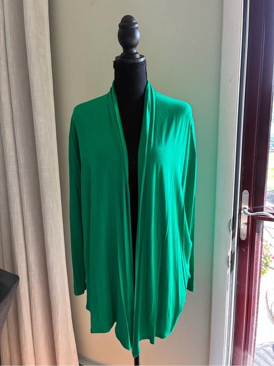 Azules Tops - Azules Open-Front Draped Cardigan - Bright Green Tee Shirt Material NWOT